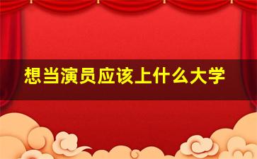 想当演员应该上什么大学