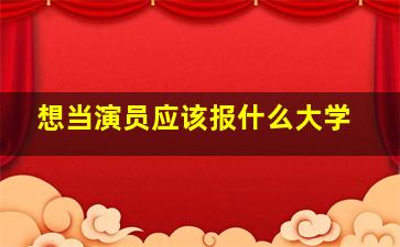 想当演员应该报什么大学