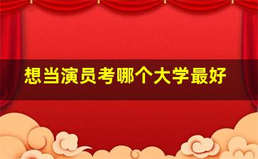 想当演员考哪个大学最好