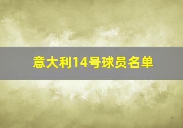 意大利14号球员名单