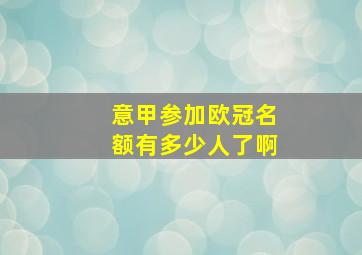 意甲参加欧冠名额有多少人了啊