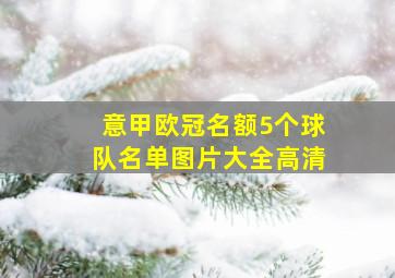 意甲欧冠名额5个球队名单图片大全高清