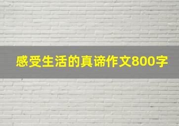 感受生活的真谛作文800字