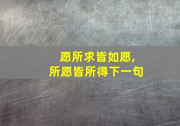 愿所求皆如愿,所愿皆所得下一句