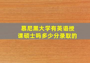 慕尼黑大学有英语授课硕士吗多少分录取的