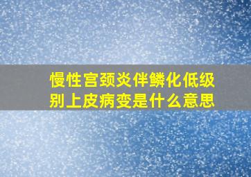 慢性宫颈炎伴鳞化低级别上皮病变是什么意思