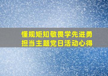 懂规矩知敬畏学先进勇担当主题党日活动心得