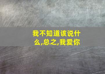 我不知道该说什么,总之,我爱你