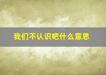 我们不认识吧什么意思