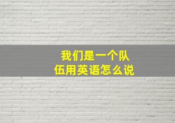 我们是一个队伍用英语怎么说