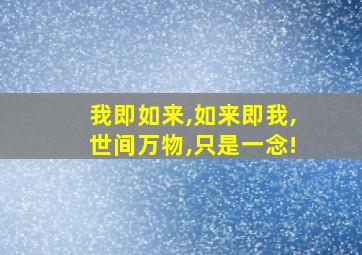 我即如来,如来即我,世间万物,只是一念!