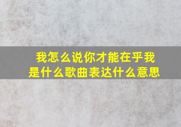 我怎么说你才能在乎我是什么歌曲表达什么意思