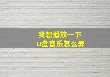 我想播放一下u盘音乐怎么弄