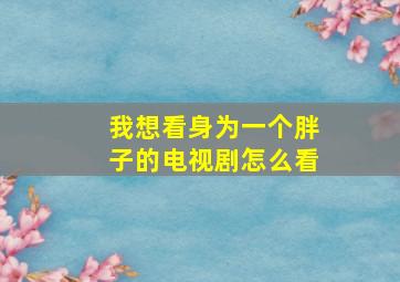 我想看身为一个胖子的电视剧怎么看