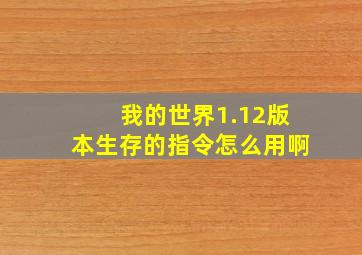 我的世界1.12版本生存的指令怎么用啊