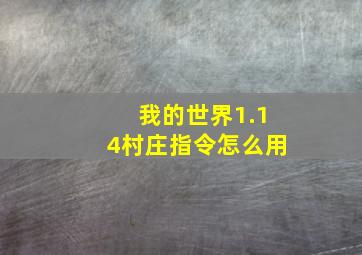 我的世界1.14村庄指令怎么用