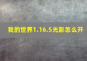 我的世界1.16.5光影怎么开