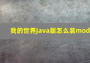 我的世界Java版怎么装mod