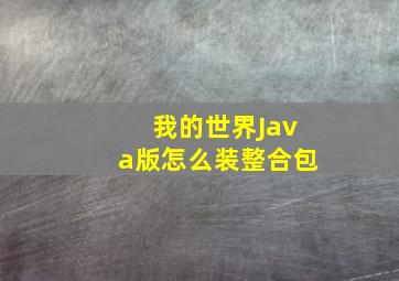 我的世界Java版怎么装整合包