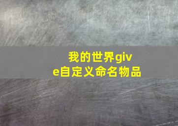 我的世界give自定义命名物品