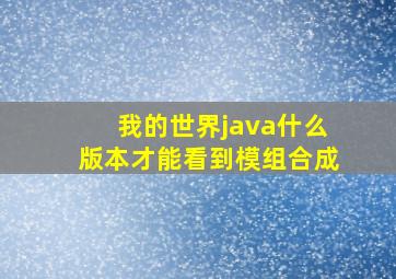 我的世界java什么版本才能看到模组合成