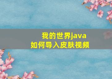 我的世界java如何导入皮肤视频