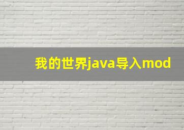 我的世界java导入mod