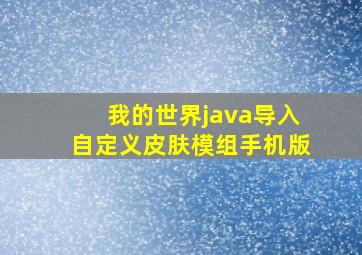 我的世界java导入自定义皮肤模组手机版