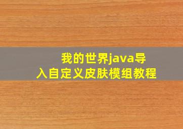 我的世界java导入自定义皮肤模组教程