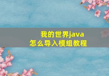 我的世界java怎么导入模组教程