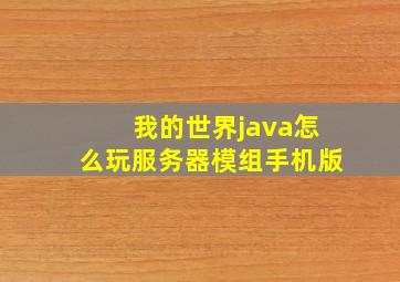 我的世界java怎么玩服务器模组手机版