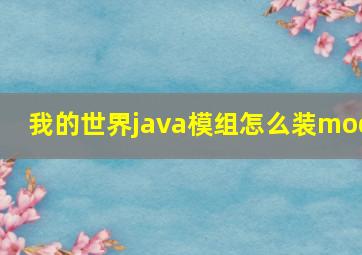 我的世界java模组怎么装mod