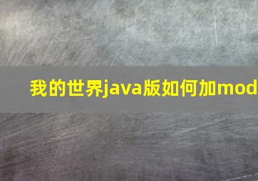 我的世界java版如何加mod