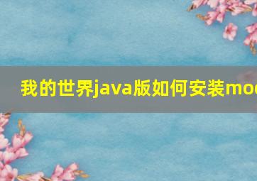 我的世界java版如何安装mod