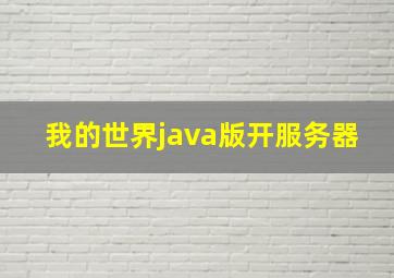 我的世界java版开服务器