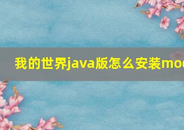 我的世界java版怎么安装mod