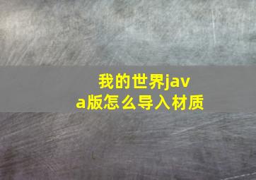 我的世界java版怎么导入材质