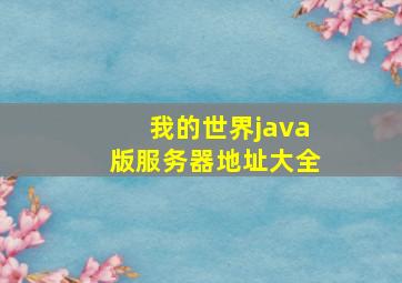 我的世界java版服务器地址大全