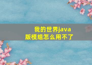 我的世界java版模组怎么用不了