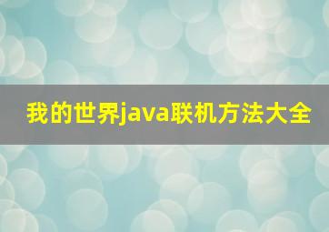 我的世界java联机方法大全