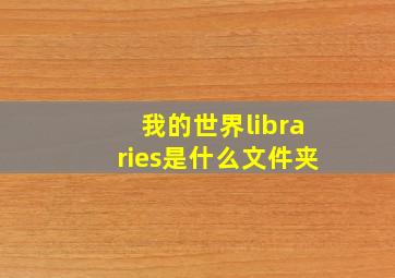 我的世界libraries是什么文件夹