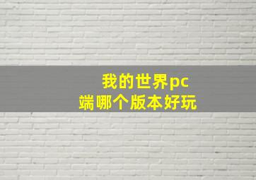 我的世界pc端哪个版本好玩