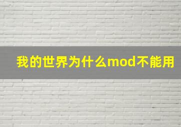 我的世界为什么mod不能用