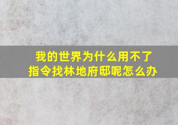 我的世界为什么用不了指令找林地府邸呢怎么办