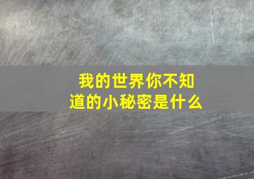 我的世界你不知道的小秘密是什么