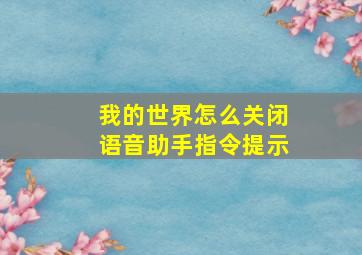 我的世界怎么关闭语音助手指令提示