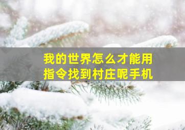 我的世界怎么才能用指令找到村庄呢手机