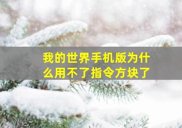 我的世界手机版为什么用不了指令方块了