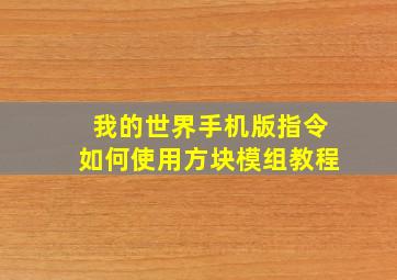 我的世界手机版指令如何使用方块模组教程