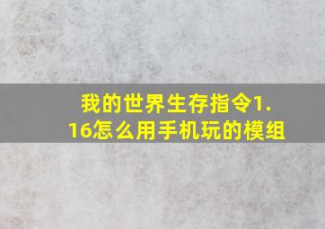 我的世界生存指令1.16怎么用手机玩的模组